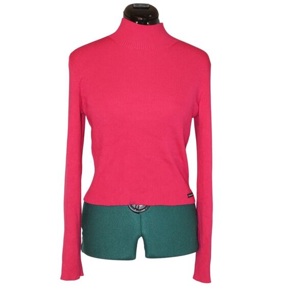 Calvin Klein Jeans Red Ribbed Mock Neck Sweater Women’s Size M - Picture 2 of 5